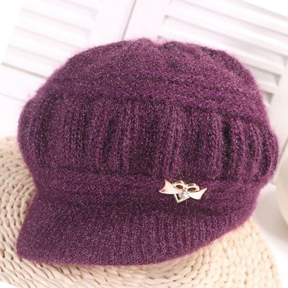 

Women s Fashion Winter Headwear Wind Shield Wool Hat Knitted Hat Plush Cap Ear Warmer Cap фіолетовий