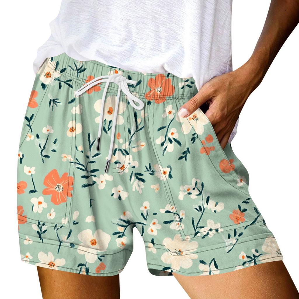 Damen Casual Sommer Elastische Strandshorts Print Casual Shorts