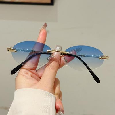 Oválné sluneční brýle bez obrouček Pánské Nová móda Gradientní Venkovní Ležérní Odstíny Dámské Trendy Značkový Design Dekor Sluneční brýle