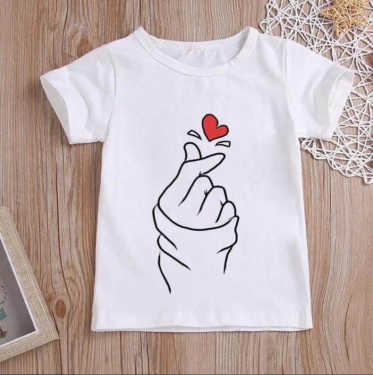 New Girls Than Heart Print T Shirt Unisex Harajuku Tee Clothes Cartoon Top Kids Girls Summer Polyester Fabric