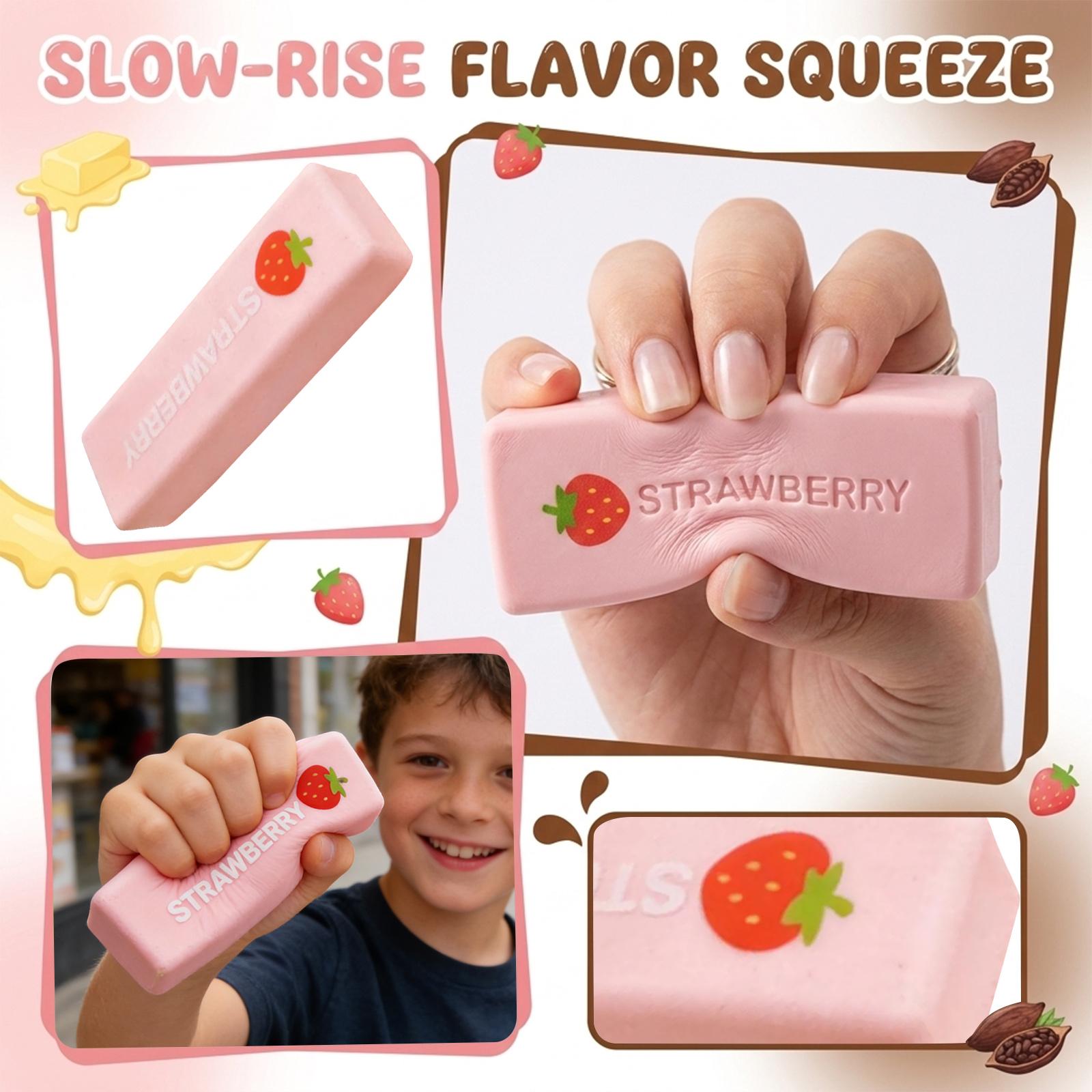 Soft Slow Rebound Squishy Toy Strawberry Pattern Milk Bar Shaped Stress Relief Squeeze Toy for Hand Exercise and Relaxation One Size