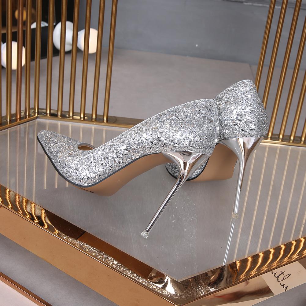 Fashion Super high heels for women, slim heels, pointed toe, shallow mouth single shoes new patent leather plus size reverse shoes, 12CM