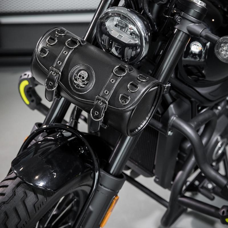 Motorcycle Saddlebag Front Handlebar Bag PU Leather Sissybar Storage Pouches Suitable for Tools&Essential, Daily Commute