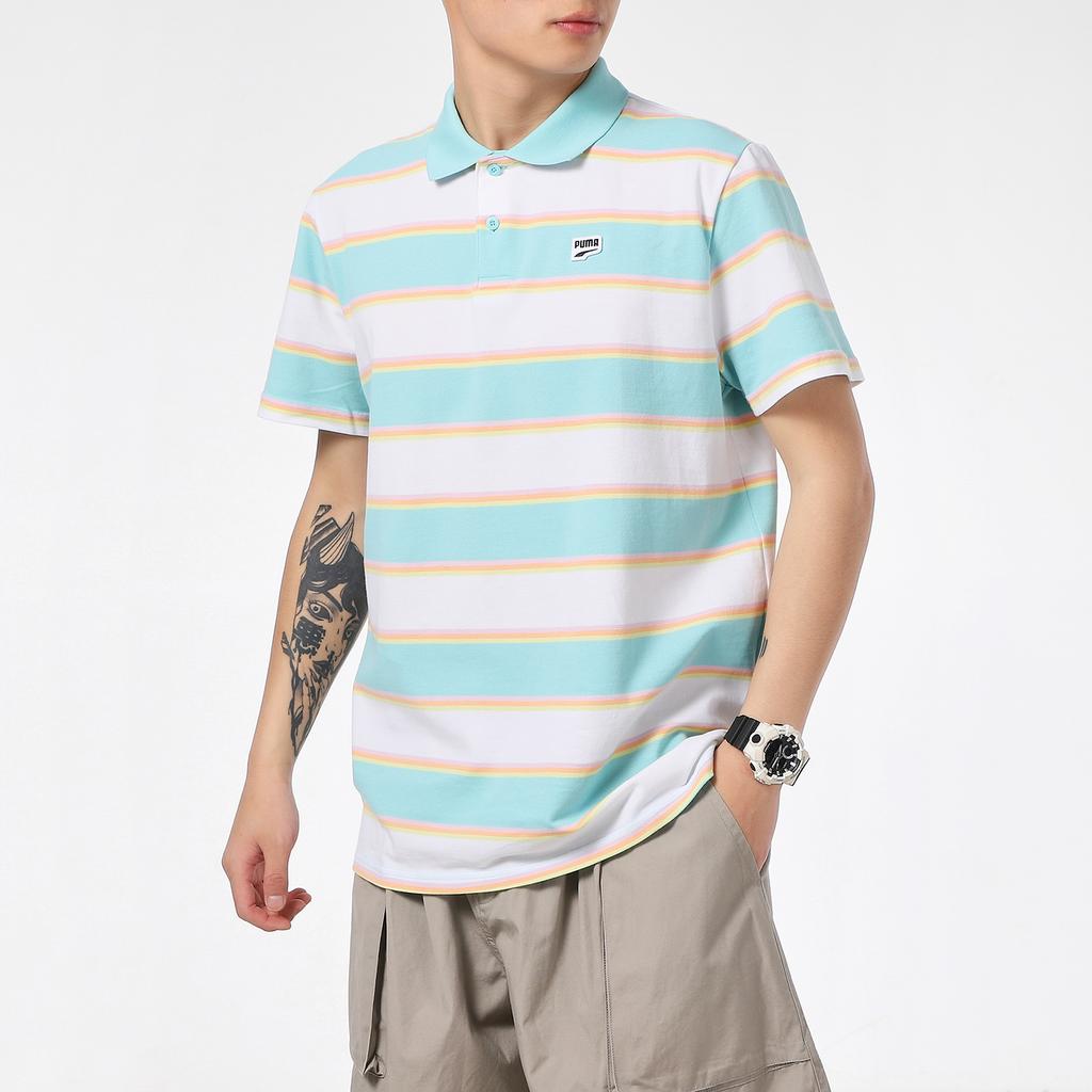 Puma Casual Sports Breathable Striped Short Sleeve Polo Shirt Men Tops White 599781-52