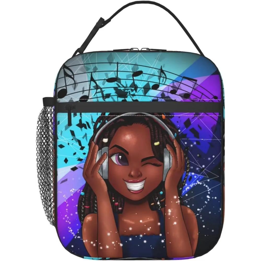 Sac à déjeuner Afro-Américaine Afro Femme Portable Isolé Boîte à Lunch Femmes Réutilisable Thermique Sacs Bento pour Voyage Pique-Nique Travail