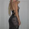 Sommermode-Trend Damen Neues hängendes Hals-Open-Back-Slim-Fit-gedrucktes, gewickeltes Hüftkleid Mode-Partykleid