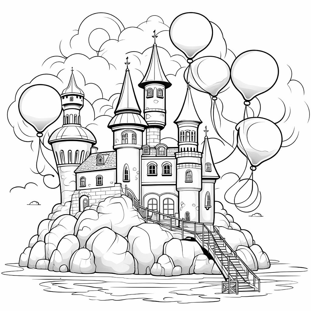 Fairy Castle Coloring Book 20 Page Gift for Birthday Party Relieve Stress Kill Time Graffiti Painting Drawing Art