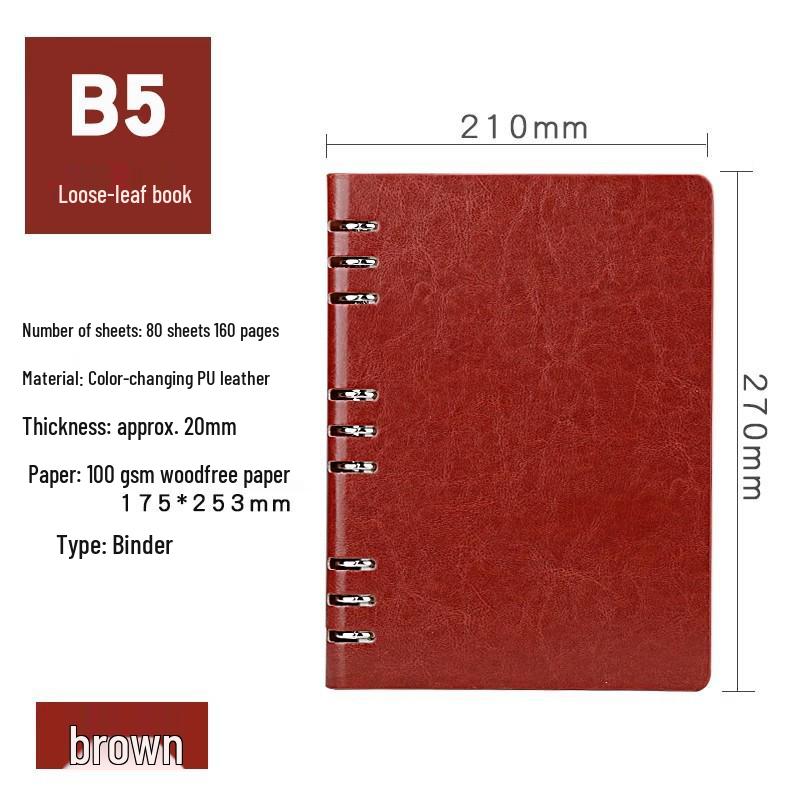 Custom A5 PU Leather Loose-Leaf Notebook for Office Meetings