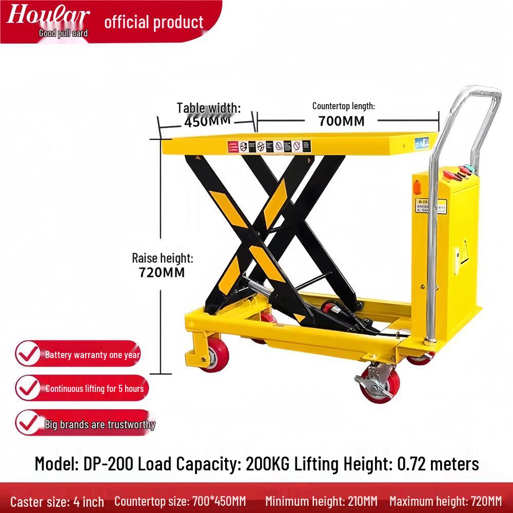 Electric Hydraulic Scissor Lift Cart - Mobile Flatbed Trolley