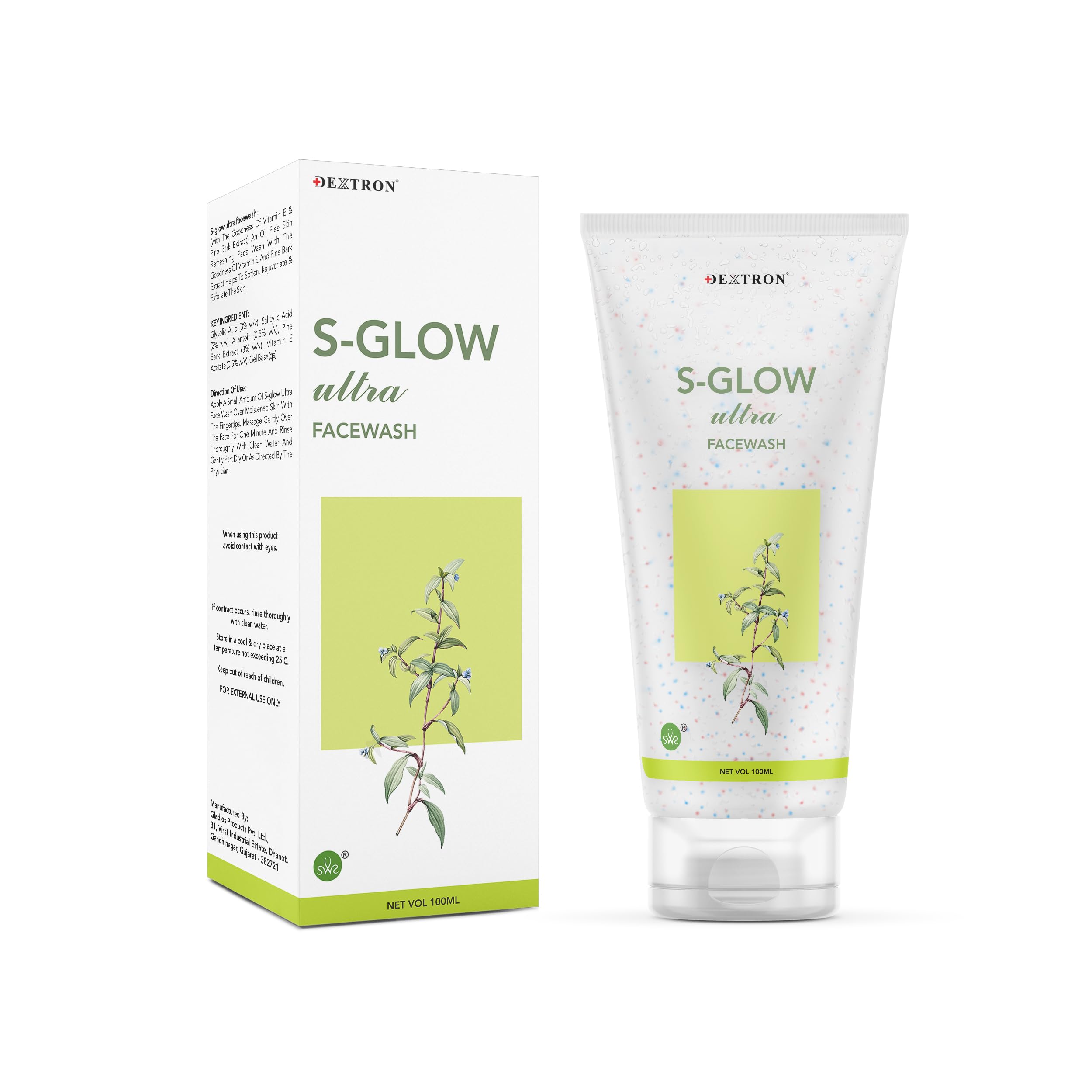 DEXTRON S-GLOW Ultra Facewash, 100ml