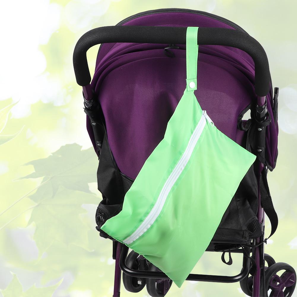 

5PCS Storage Baby Out Diaper Bottles Clothes Changing Hang Stroller Storage Bag (Green) зелёный