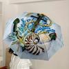 1pc Nautical Decor with Anchor, Shells, and Coral Umbrella with Plastic Handle,Suitable for All Seasons Home Travel Outdoor UmbrellaDD1403