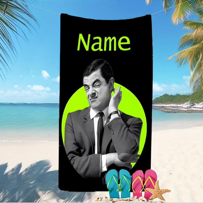 Customizable personalized beach towels Mr. Bean themed designs.Suitable for the beach, yoga, sports;ideal as beach accessories