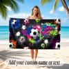 Soccer Theme Beach Towel Personalized Custom Name & Text Soft Quick Dry Beach Towel for Swimming Travel