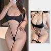 Sexy Lingerie Tight Suspender Neck Hanging Deep V-strap Latex Sexy Outfits Lady Fancy Underwear Short Dresses Sexy Girl Sex Shop