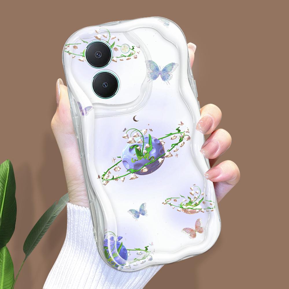 

Милый мультяшный узор, кремовая текстура, мягкий силиконовый чехол с волнистыми краями, чехол для телефона для Vivo Vivo Y33S