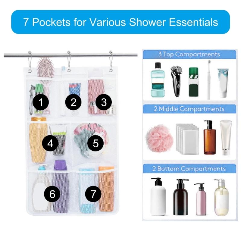 Multifuntional Bathroom Wall Pouch Hanging Storage Bag Waterproof Shower Caddys Suitable for Shampoo Soap Toothbrush