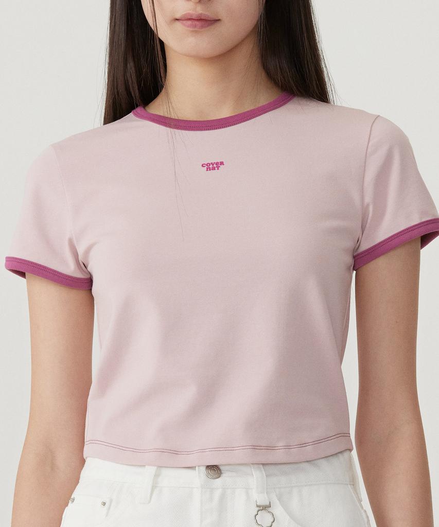 COVERNAT WOMAN Baby Fit Ringer T-Shirt Light Pink