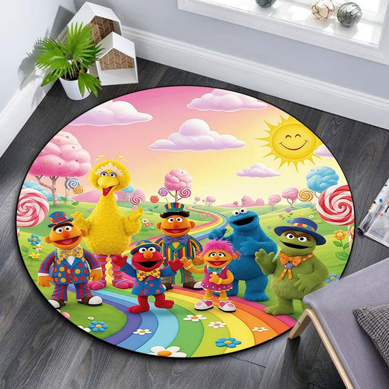 Sesame Street4,Round Area Rug,Carpet Rug for Living Room Bedroom Sofa Playroom Decor,Non-slip Floor Mat