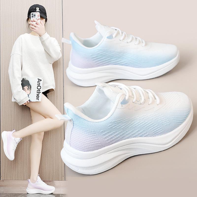 

FZ6606 Breathable White Knit Shoes: Spring/Autumn 2025, Height-Increasing, Trendy, Thin Sole, Wear-Resistant Casual Sneakers Size 39 рожевий зелений колір