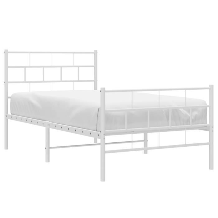 VidaXL Cadre de lit métal avec tête de lit-pied de lit blanc 100x190cm 355720