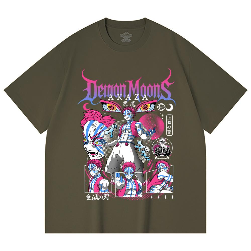 230 Gsm 100% Cotton Demon Slayer V31 Akaza Print Unisex Heavy Cotton T Shirt