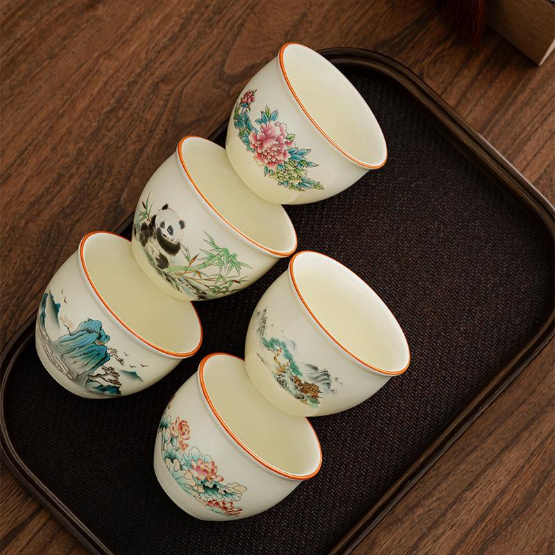 Teacup ceramic men and women's personal special Ru kiln master cup single cup light luxury high-end office tea cup companion gift