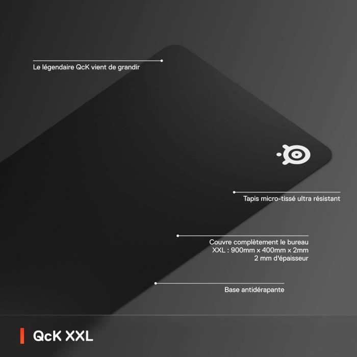 Gaming-Mauspad - steelseries - qck xxl - mit mikrogeprägter Oberfläche - 900 x 400 mm x 2 mm - schwarz