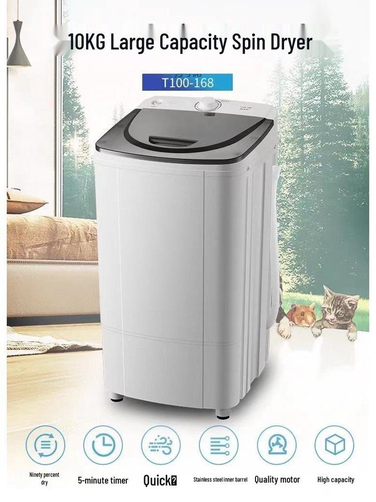 Large Capacity Quick Spin Dryer for Clothes - Single Speed Dehydrator for Small Spaces