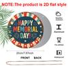 2D Flat, 1Pc Round "Happy Memorial Day" Aluminum Hanging Sign, Vintage Patriotic Firework Star Design, Rustic Metal Wall Decor, Perfect for Memorial