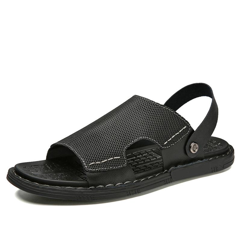 Кожаная мужская повседневная летняя обувь Нескользящие туфли для вождения Модные пляжные — фото 8