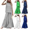2-teiliges Sommer-Outfit für Damen, ärmelloses Tanktop und Hose mit weitem Bein, lässiges Lounge-Set aus Leinen und Baumwolle, passendes Strand-Set