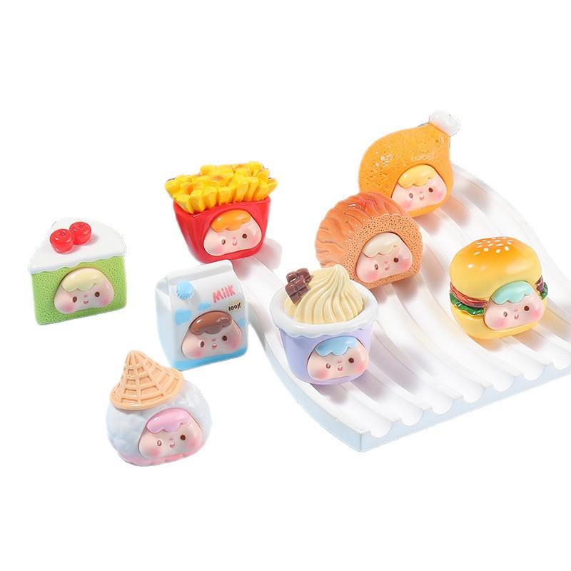 Mini simulation cake bread toy, beach cute pet girl party resin DIY trendy play accessories desktop car small ornaments