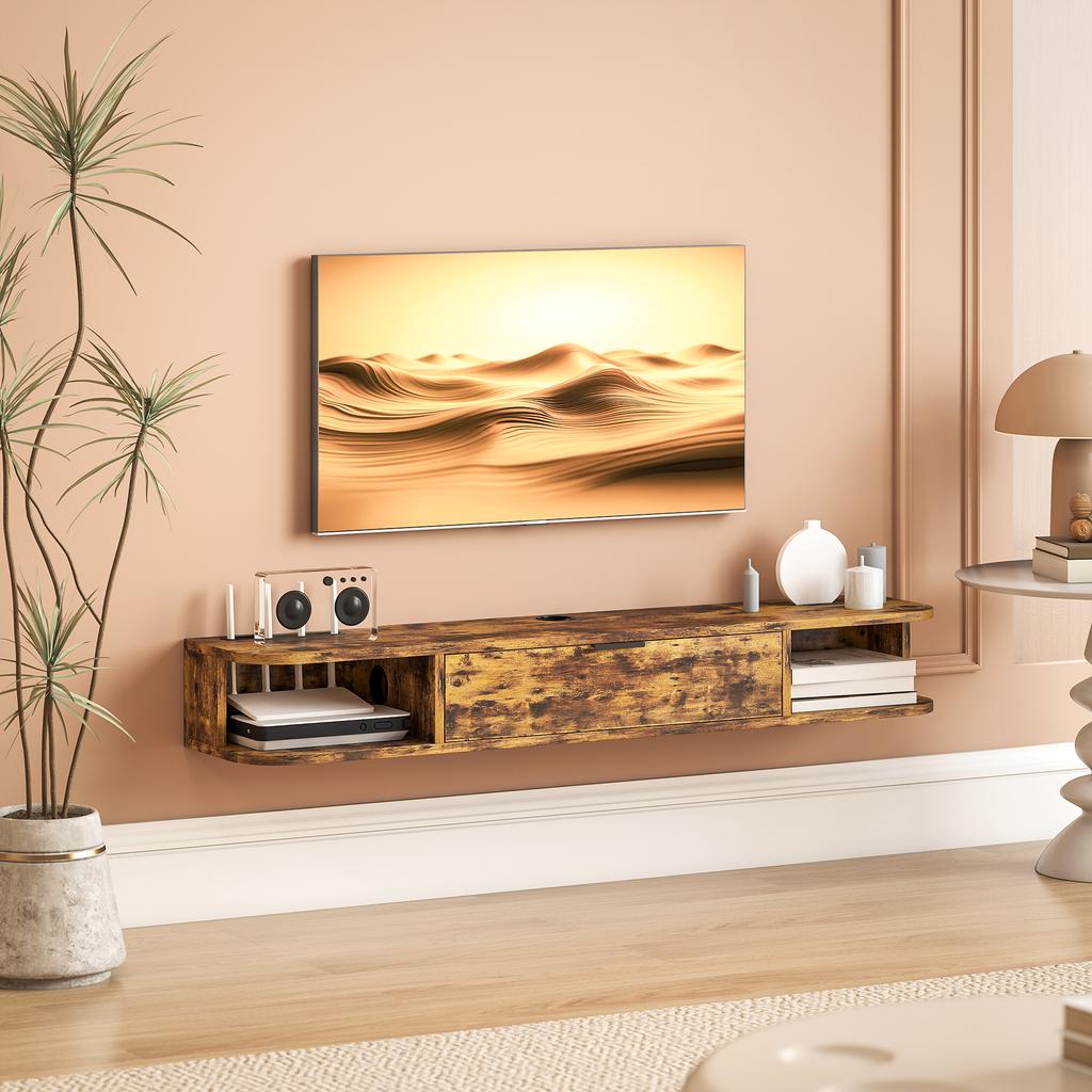120 Cm Floating Tv Unit For Tvs Up To 50 Inch Rustic Brown