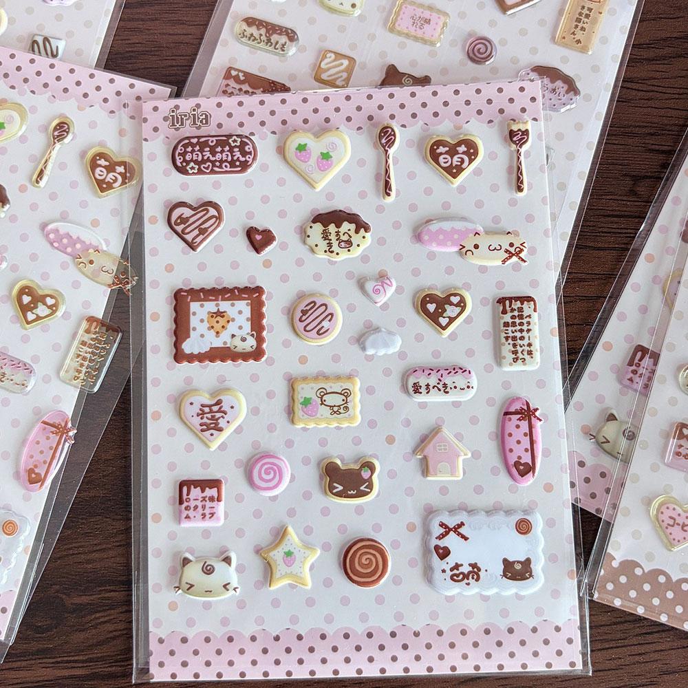 Cute Puffy Foam Stickers Sweet Dessert Bear Bubble Decals Aesthetic Decor For Kpop Photocard Holder Ita Bag Journal Scrapbooking