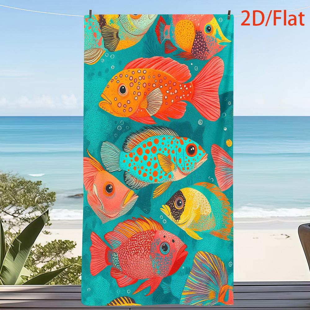 Textilien Tropical Fish Beach Towel Single Sided 2D Print Quick Dry Microfiber Towel For Pool Beach Swimming Ocean Vibes For Sea Lovers