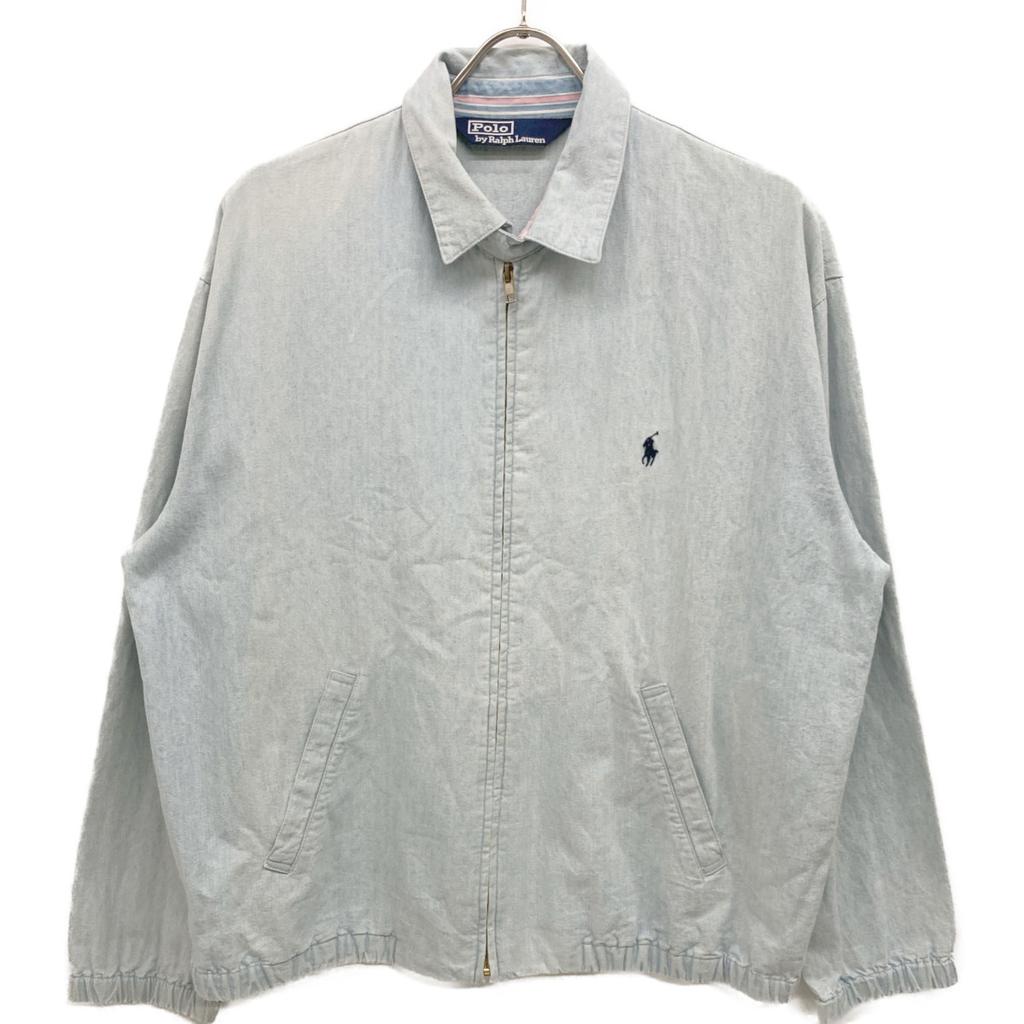 POLO RALPH LAUREN PMES-3402 Collar Stripe Chambray Zip-Up Jacket 90 Light blueUsed