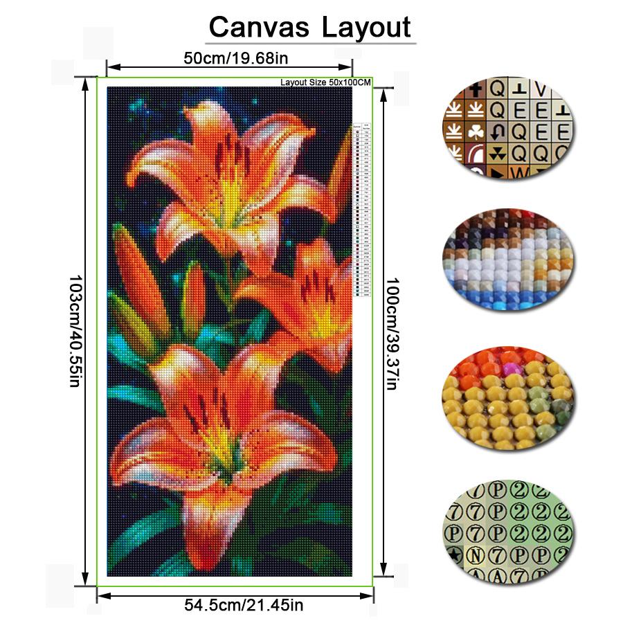 Diamond Mosaic Fresh Flower Large Size Diy Diamond Painting Colorful Lily Full Drill Jewelry Cross Stitch Kits Wall Decor