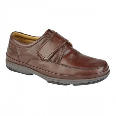 Mens Leather Wide Fit Touch Fastening Casual Shoes