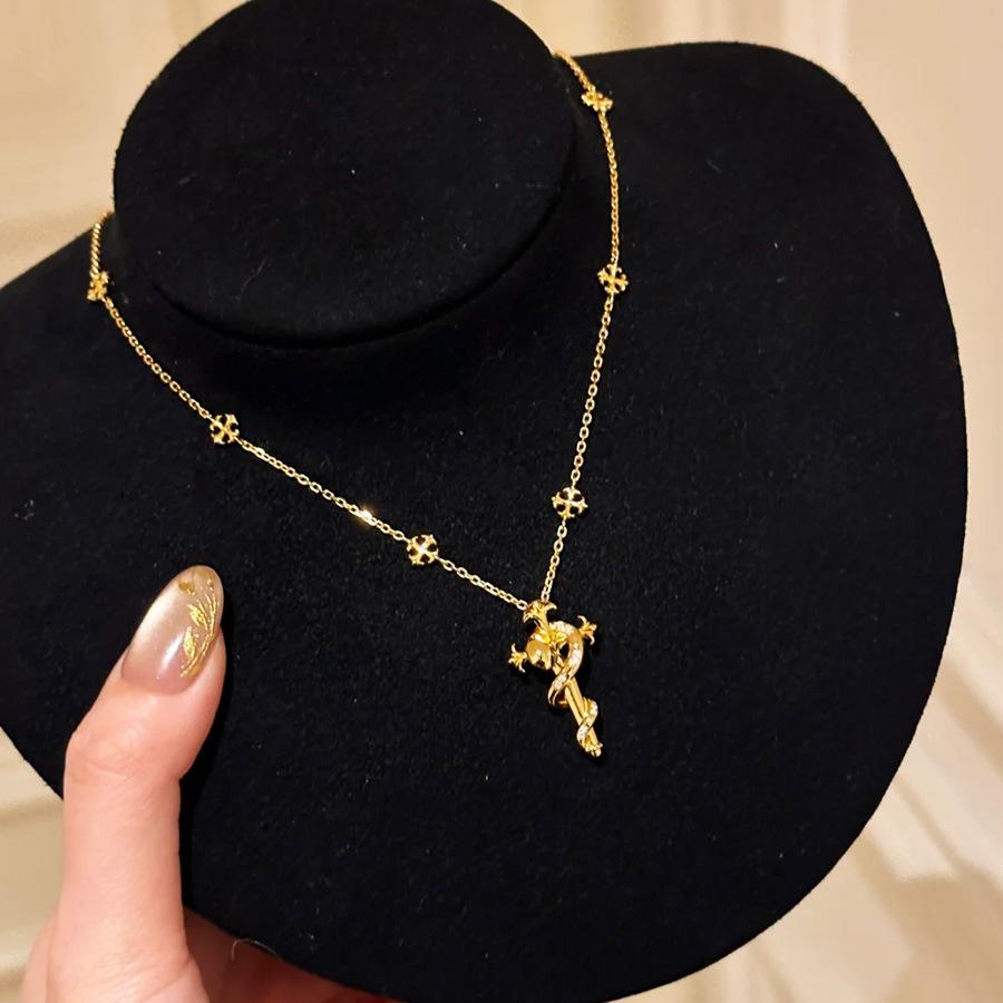 Year Of The Snake High-End Scepter Spirit Snake Necklace Iris Cross Light Luxury Niche Cold Sweater Chain Ring Set