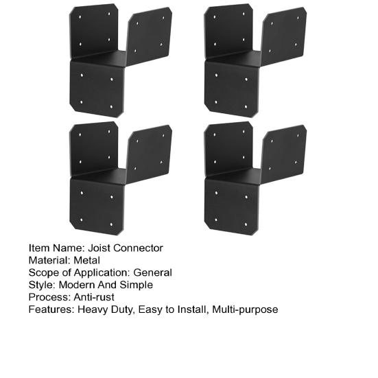 4Pcs 1.5/3-Inch Black Joist Anchoring Connector Fit 2/4"x 4"Post Roof Tie Header Hanger Joint Post Cap Supporting Beams Rafter Truss to Beam Connector