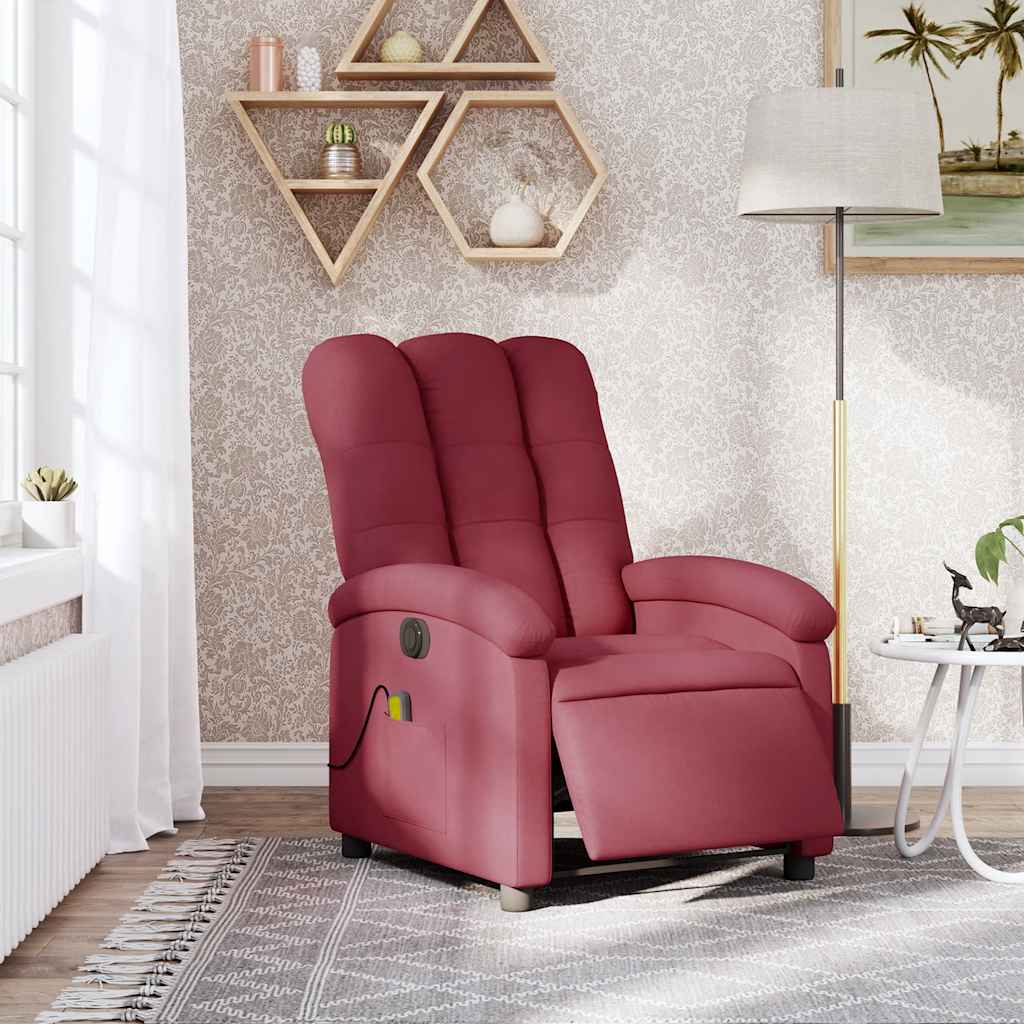 Electric Massage Chair Burgundy Fabric