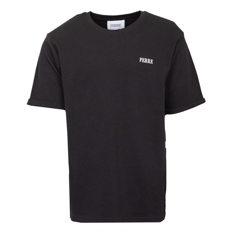 Men's Textured Cotton T-shirt with Embroidered Logo GIANFRANCO FERRE