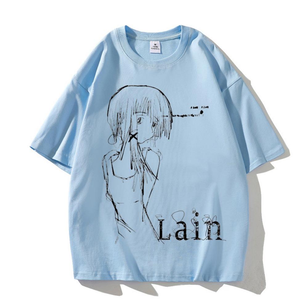 Lain Graphic Print High Quality Unisex T-shirt Short Sleeve Street Fashion Trend Clothing Street Style Top Tees