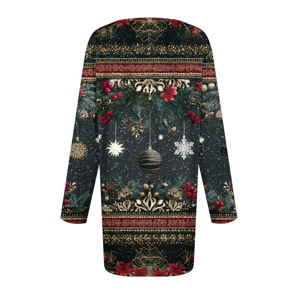 Women's Fashionable Casual Long Sleeved Plus Size  Print Top Plus Size Floral Print Top