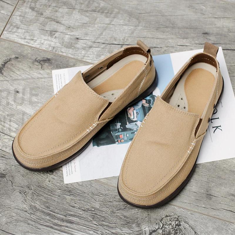 New Men Canvas Fashion Men's Casual Shoes Light Non-slip Loafer Flat Driving Shoes Outdoor Sneakers Vulcanized Shoes