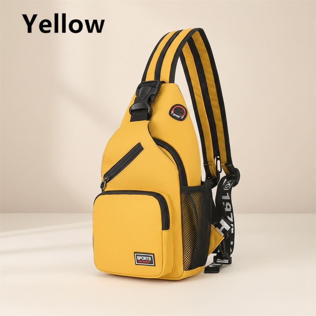 

Multi Functional Men Women Backpack Messenger Shoulder Chest Bag with Headphone Hole Travel Bag жовтий