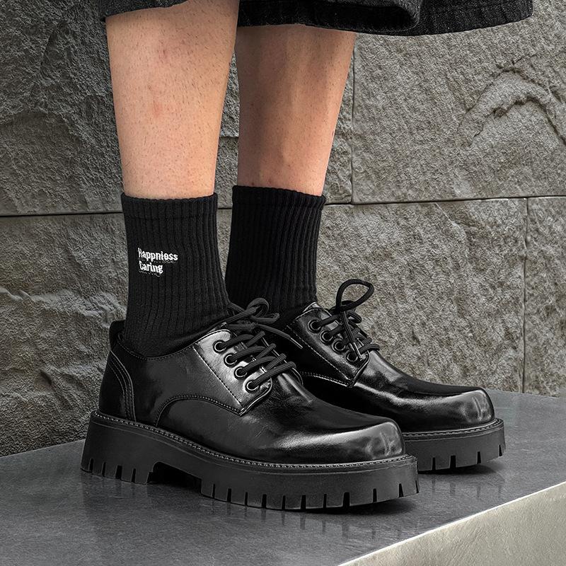 Spring and Summer New Casual Leather Shoes Low-top British Retro Big Head Leather Shoes Dress Versatile Leather Shoes 2135-J