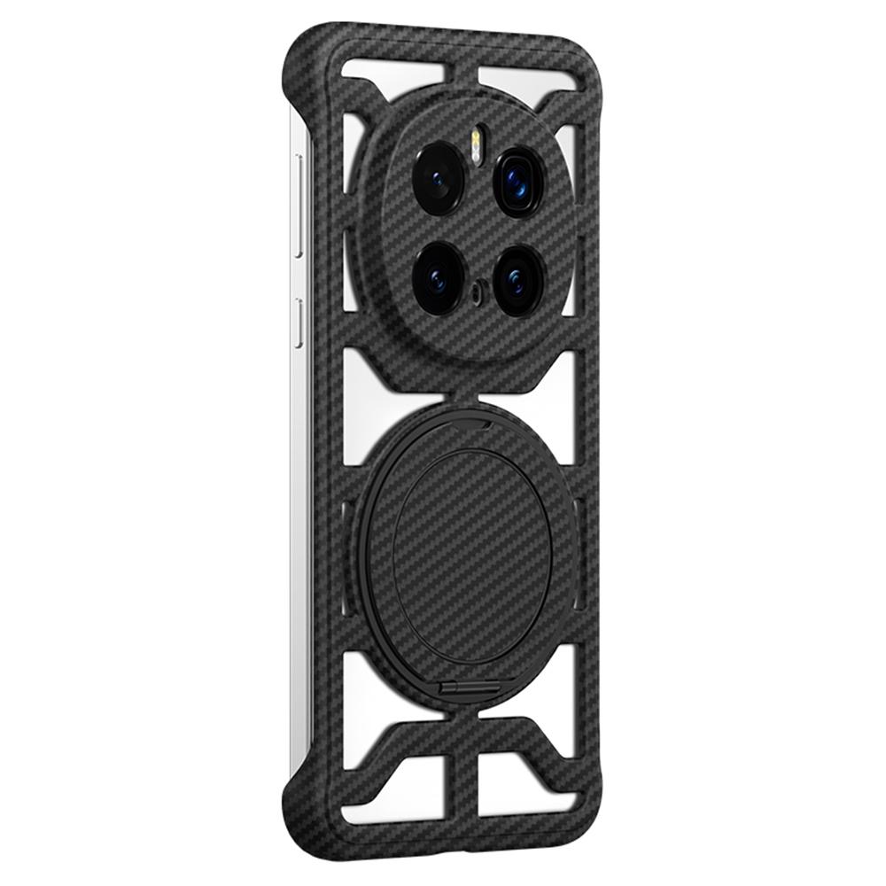 For Honor Magic7 Pro 5G Case with Kickstand Heat Dissipation Hard PC Phone Back Cover Carbon Fiber Texture