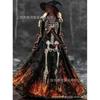 Abito Lungo da Donna con Stampa Sfumata Teschio Rosa Gotico Streetwear di Halloween